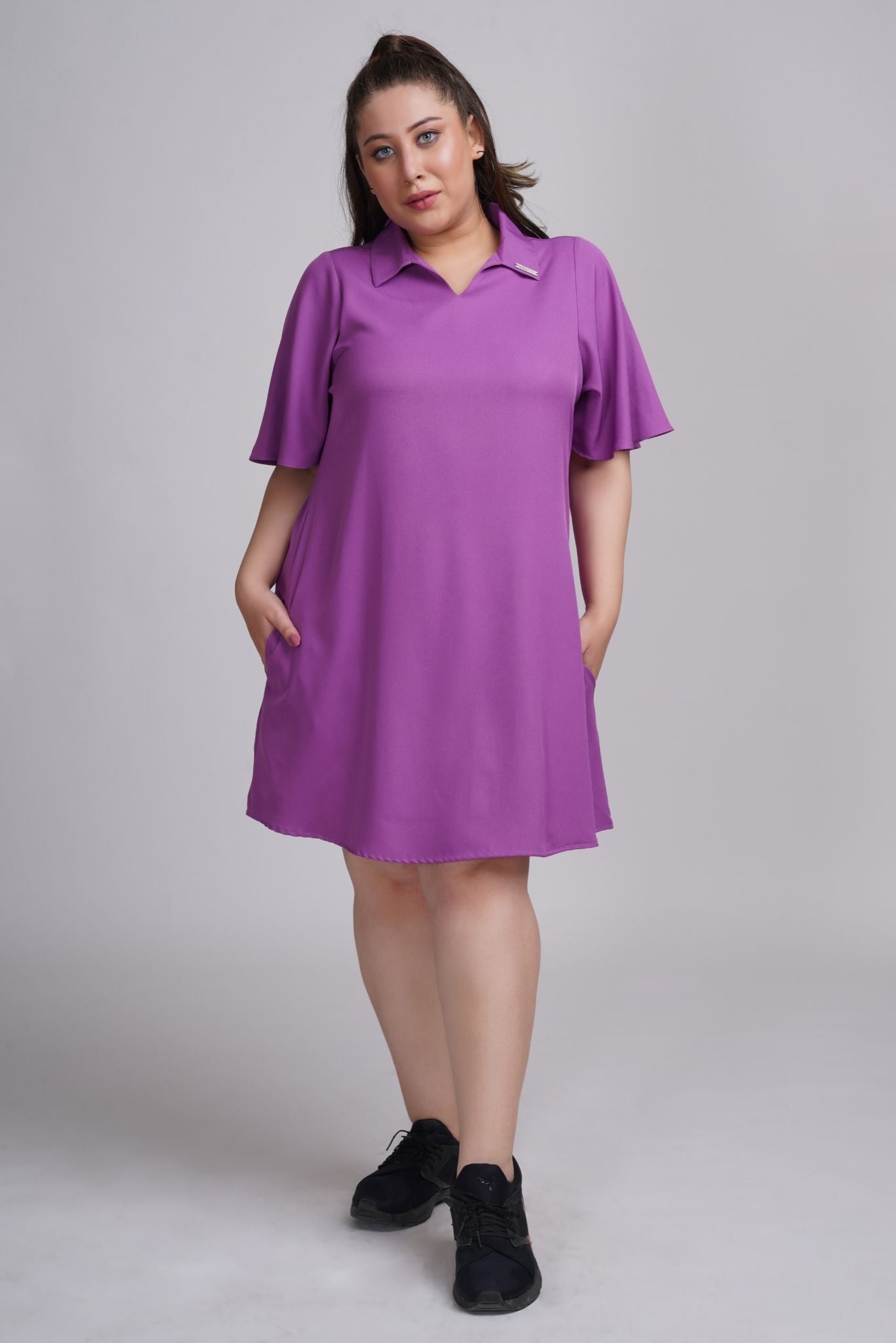 A-line solid dress