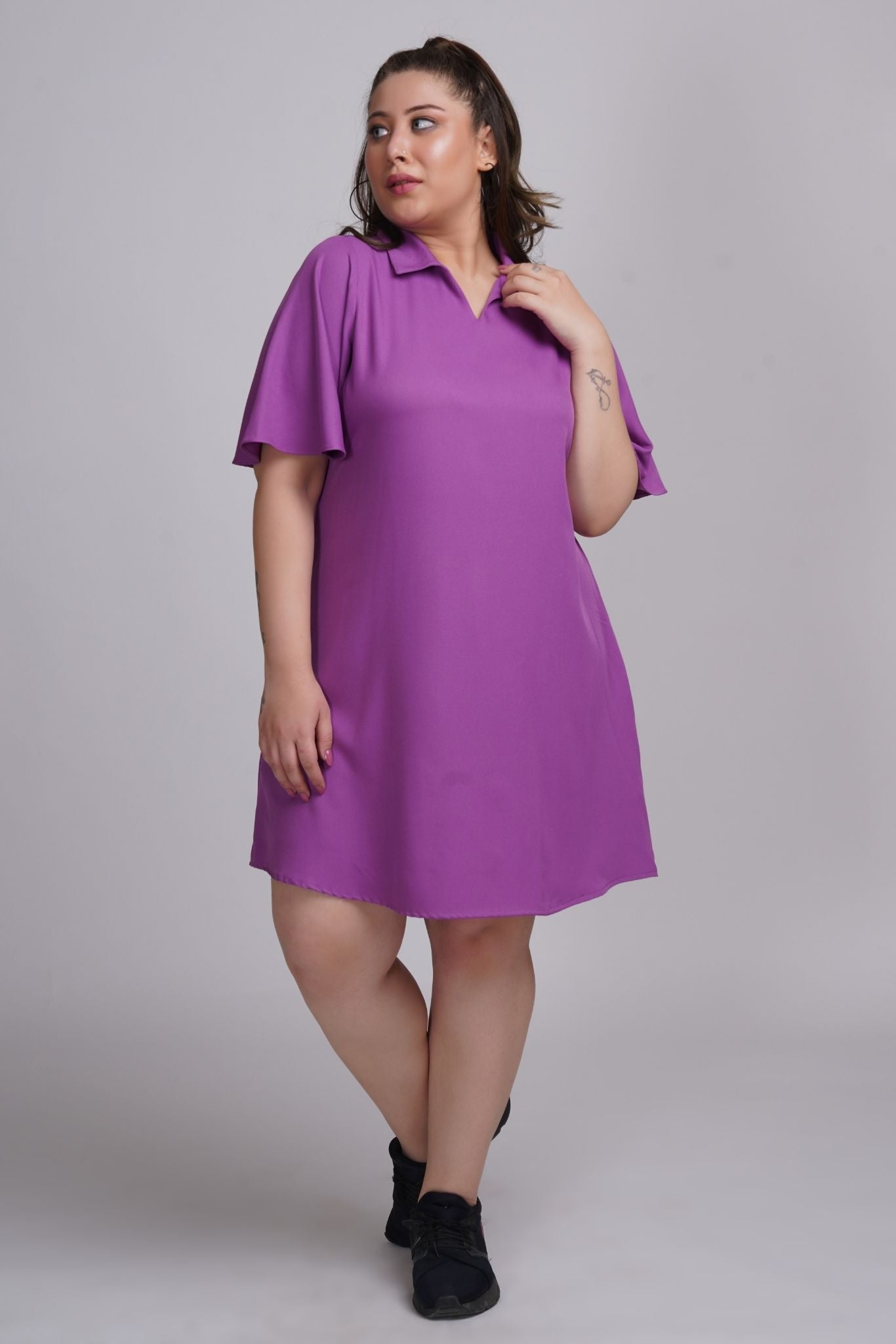 A-line solid dress