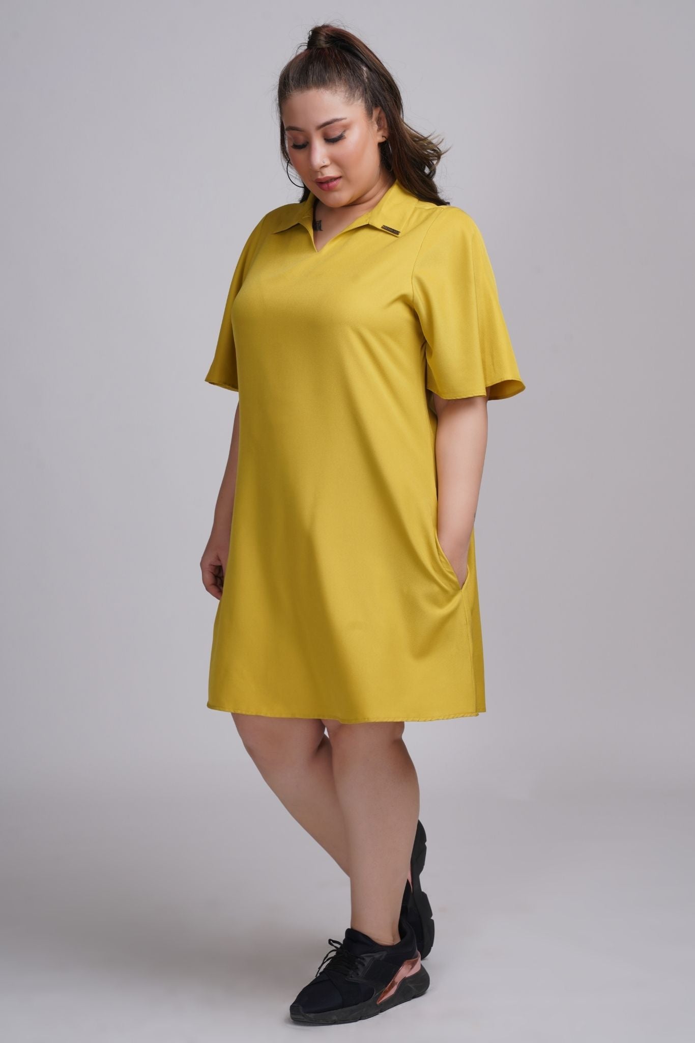 A-line solid dress