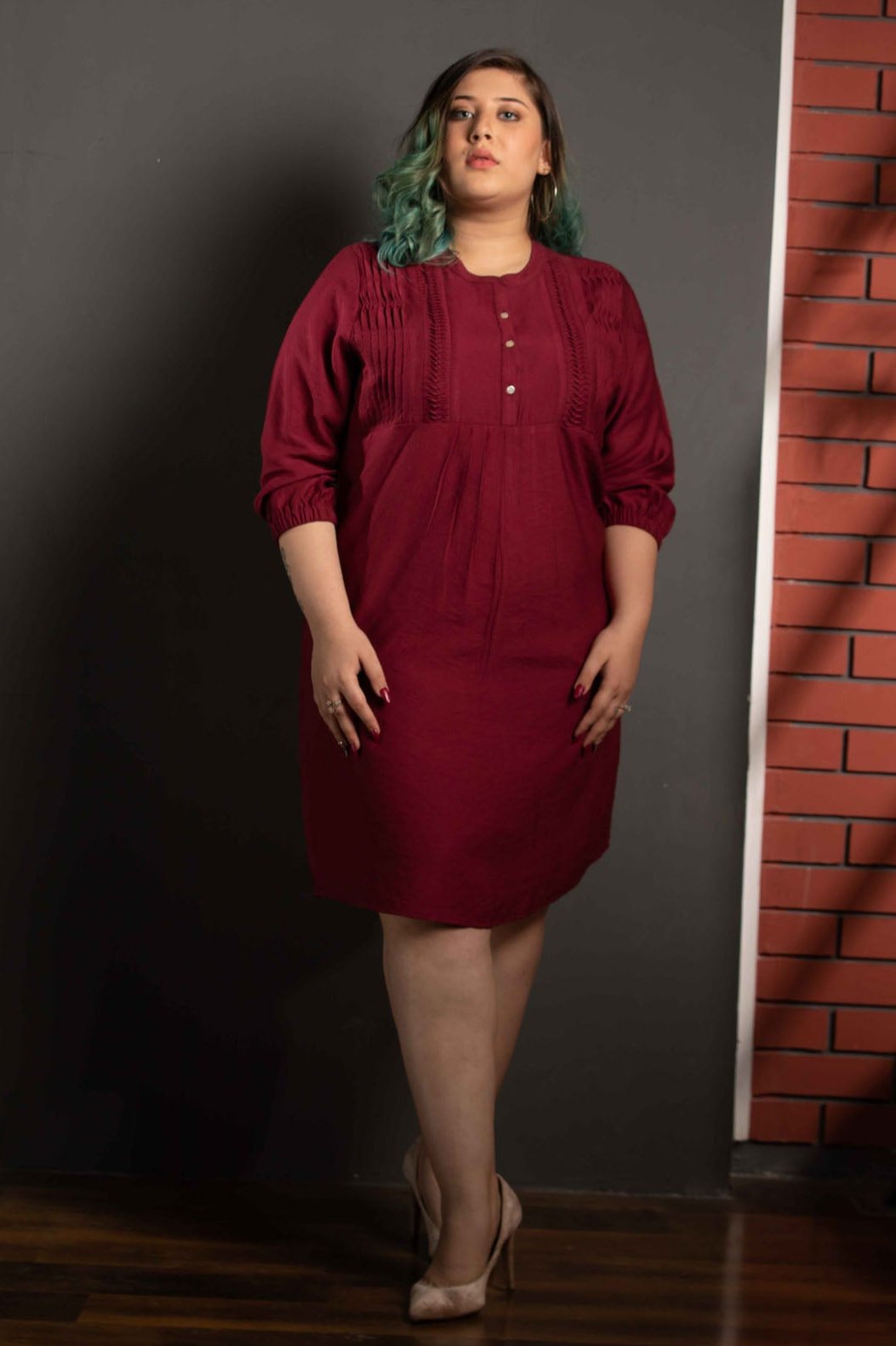 Pleated Mid Length Dress