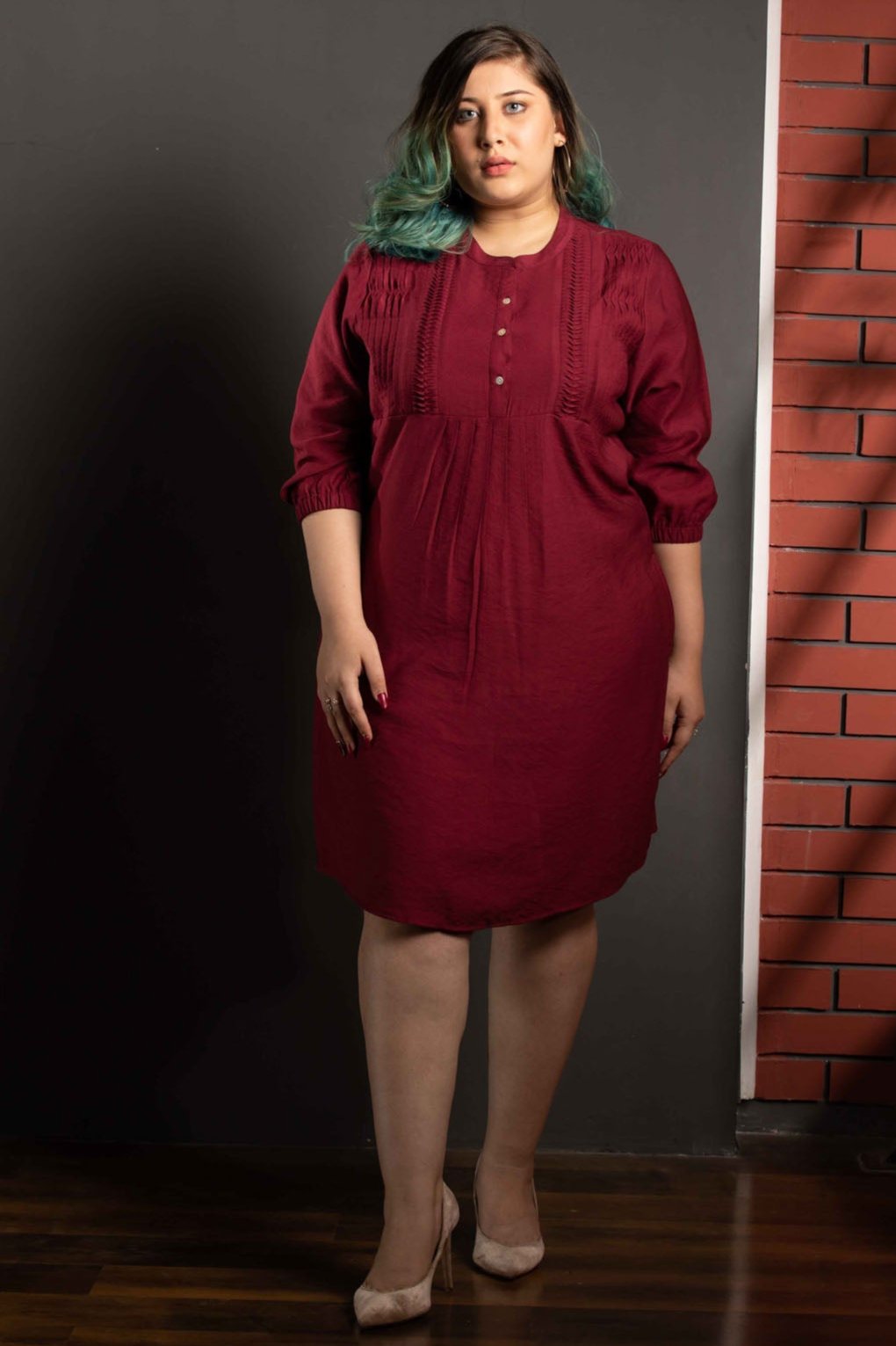 Pleated Mid Length Dress