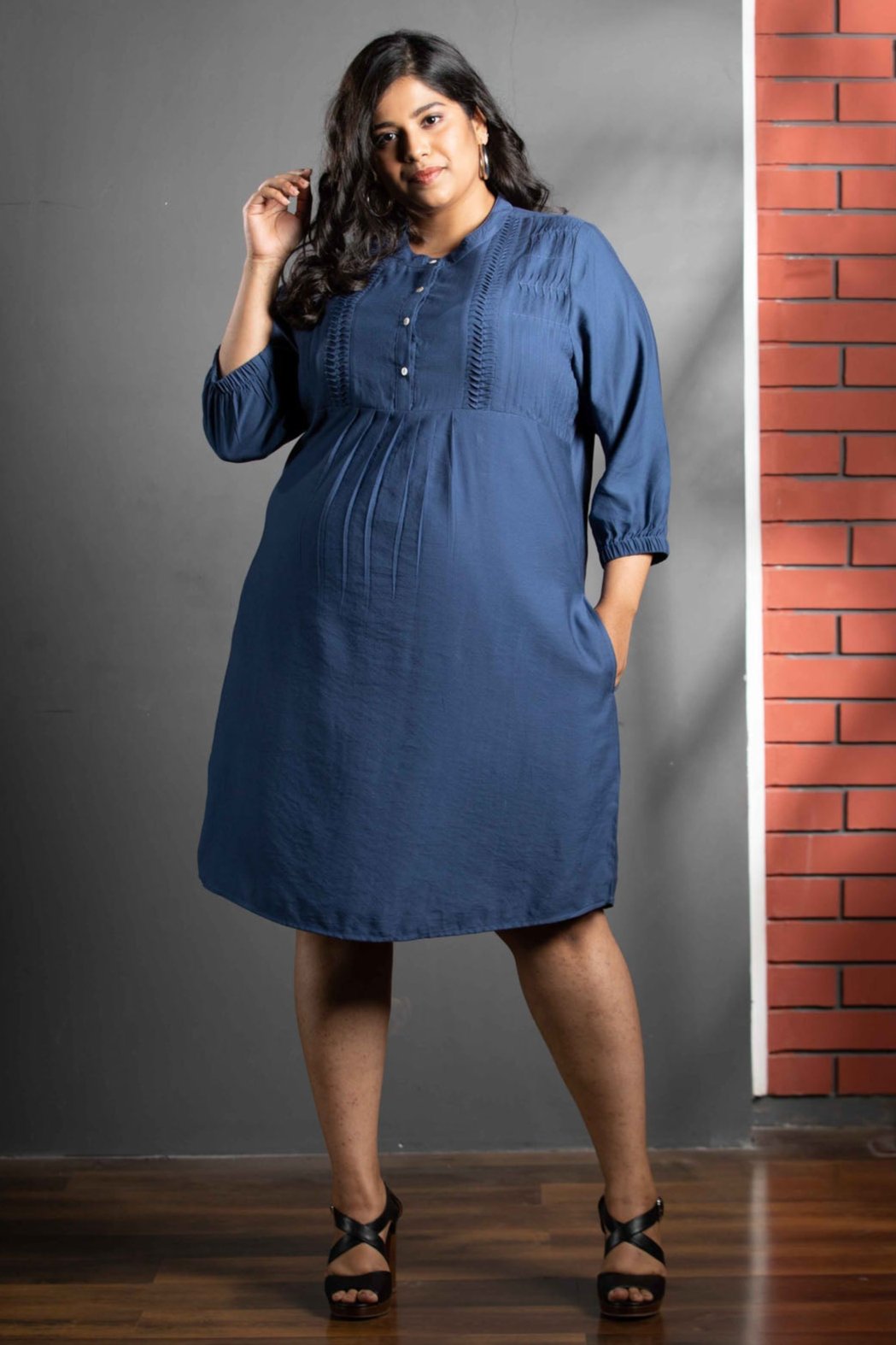 Pleated Mid Length Dress