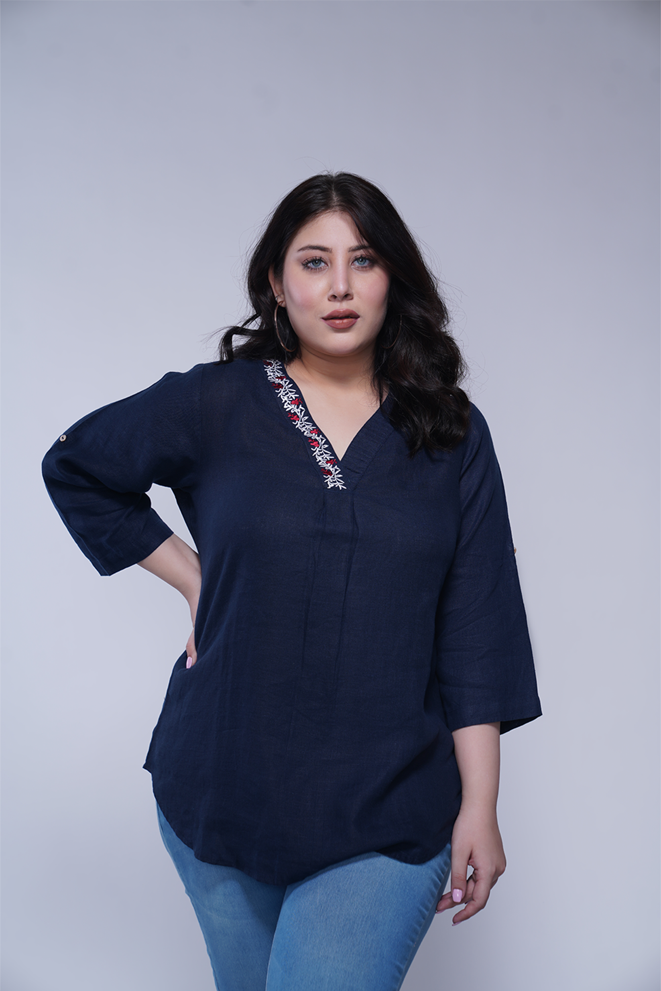 Embroidered Linen Top