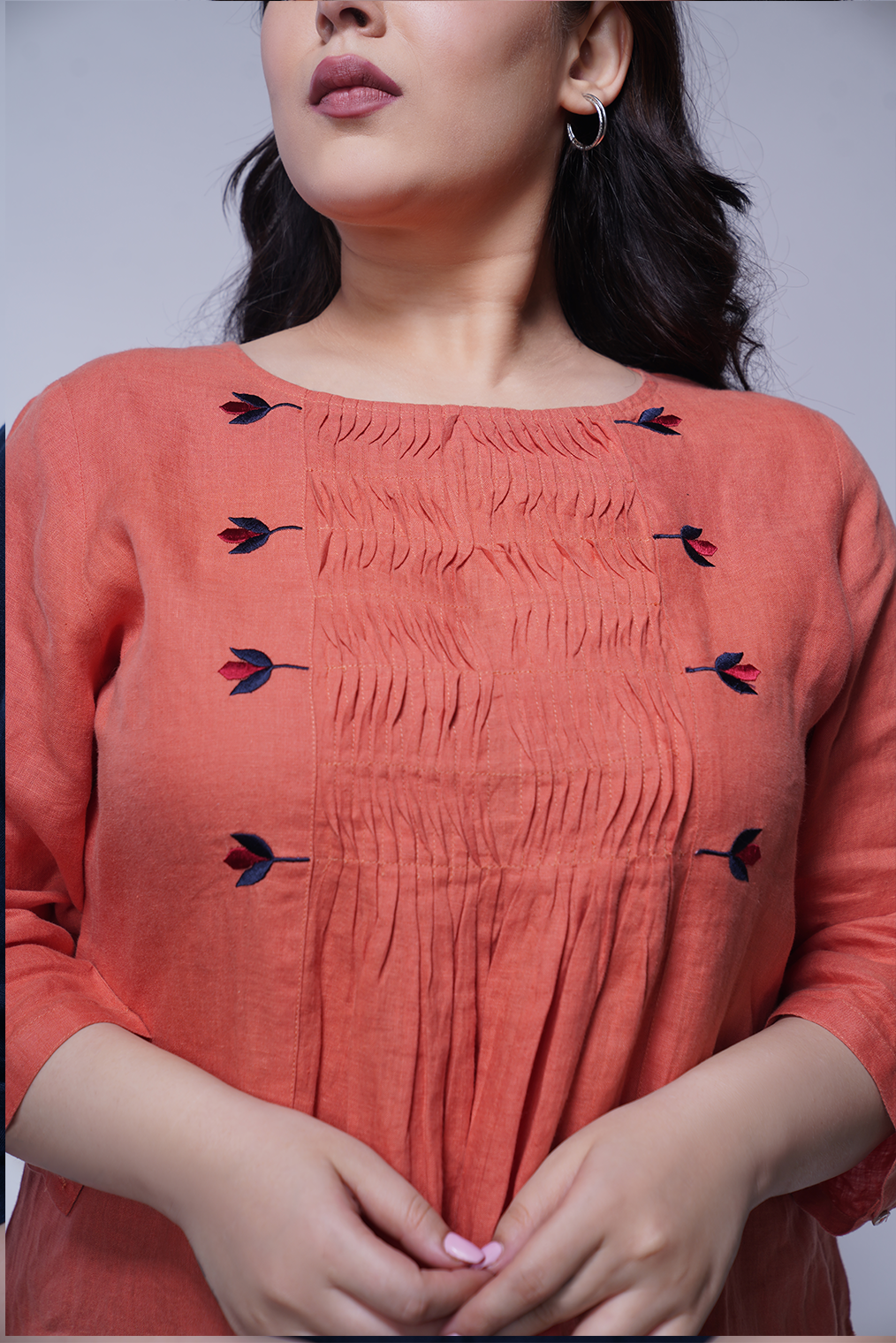 Embroidered Pure Linen Top