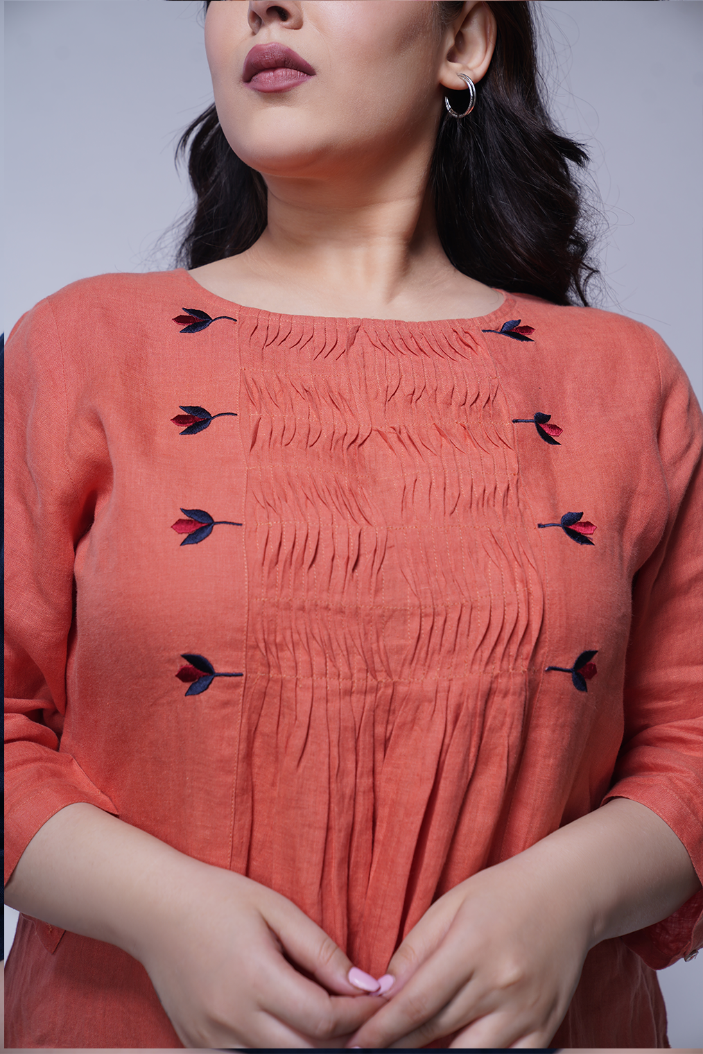 Women's Embroidered Linen Top