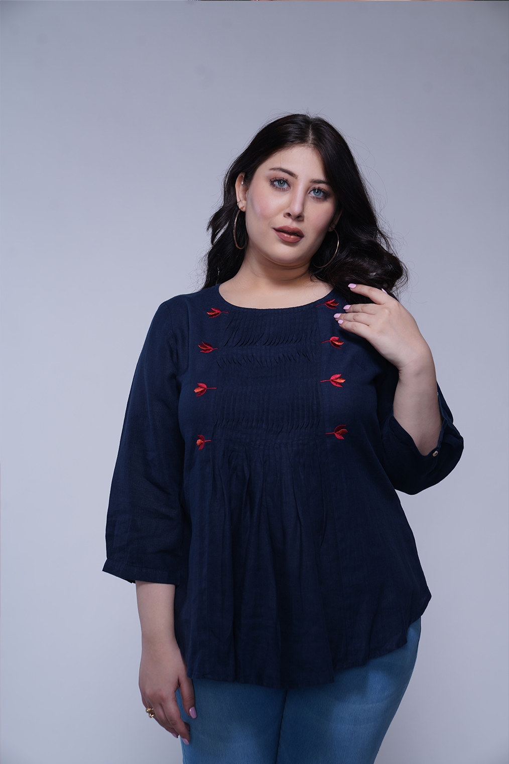 Embroidered Pure Linen Top