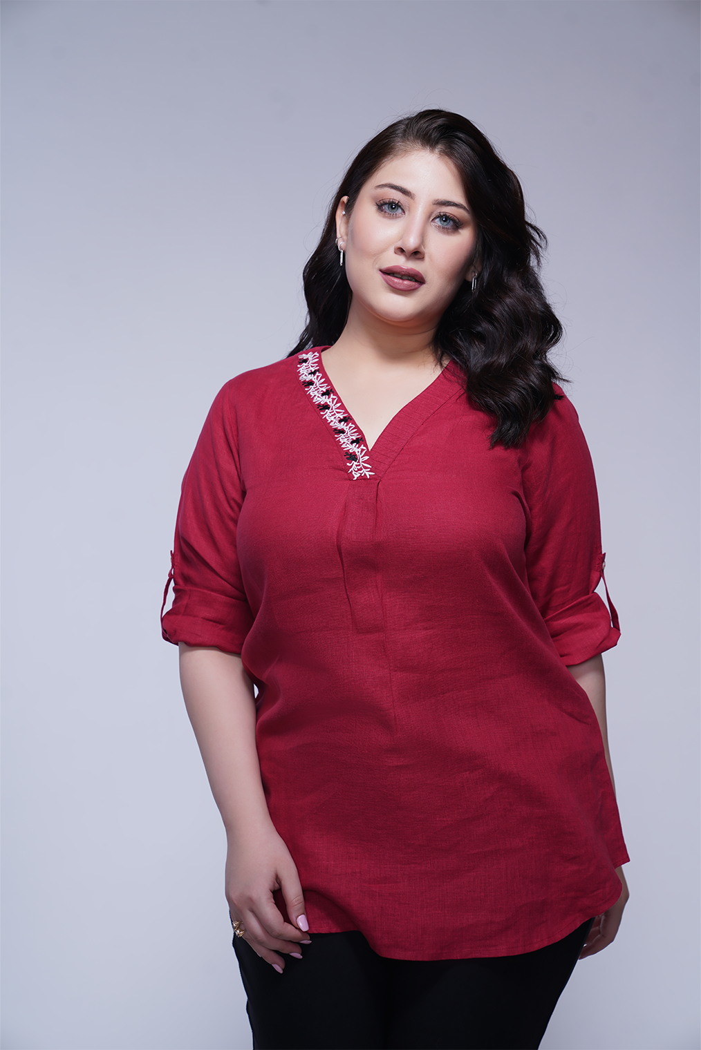 Embroidered Linen Top