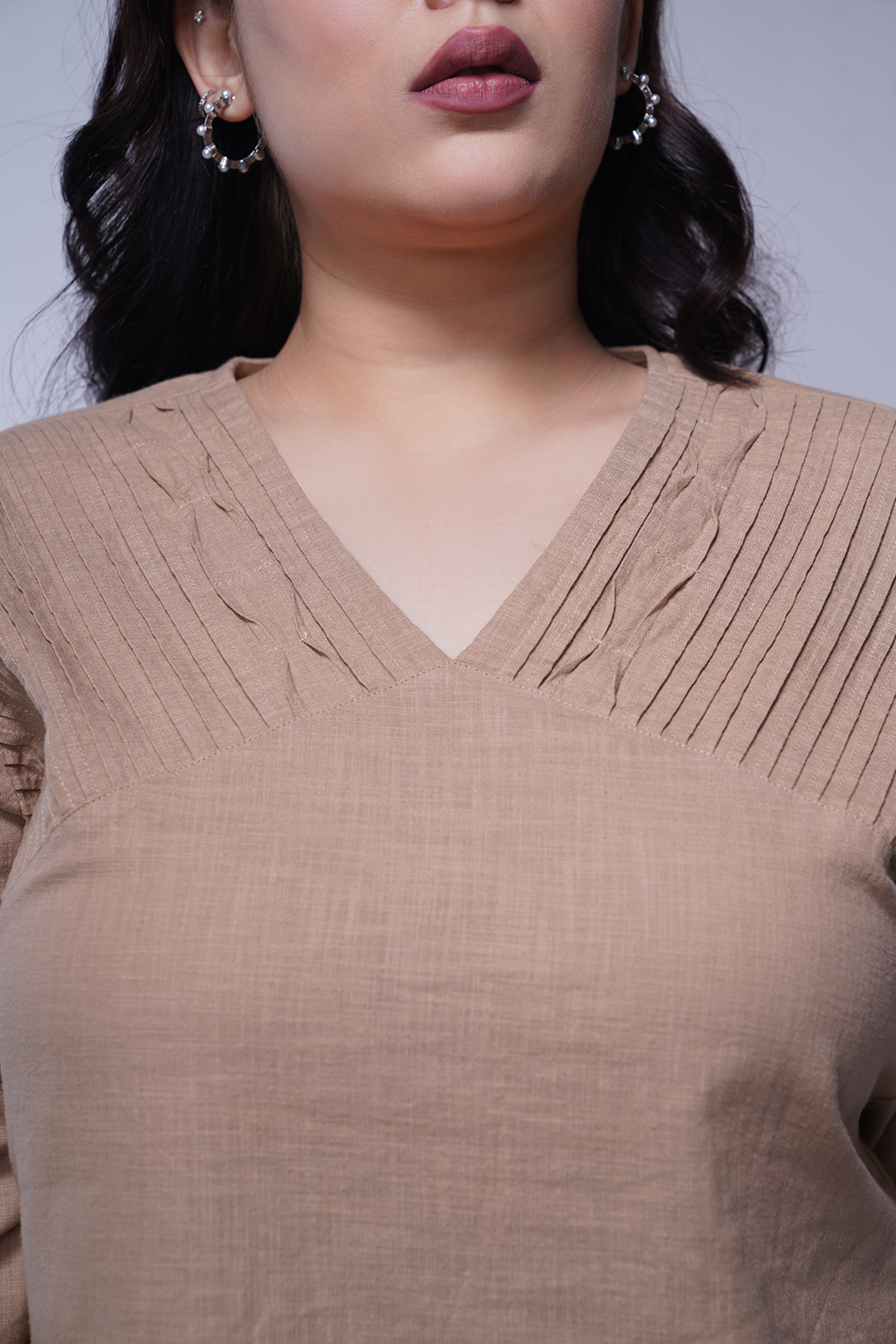 Women's Cotton Linen Pleated Top