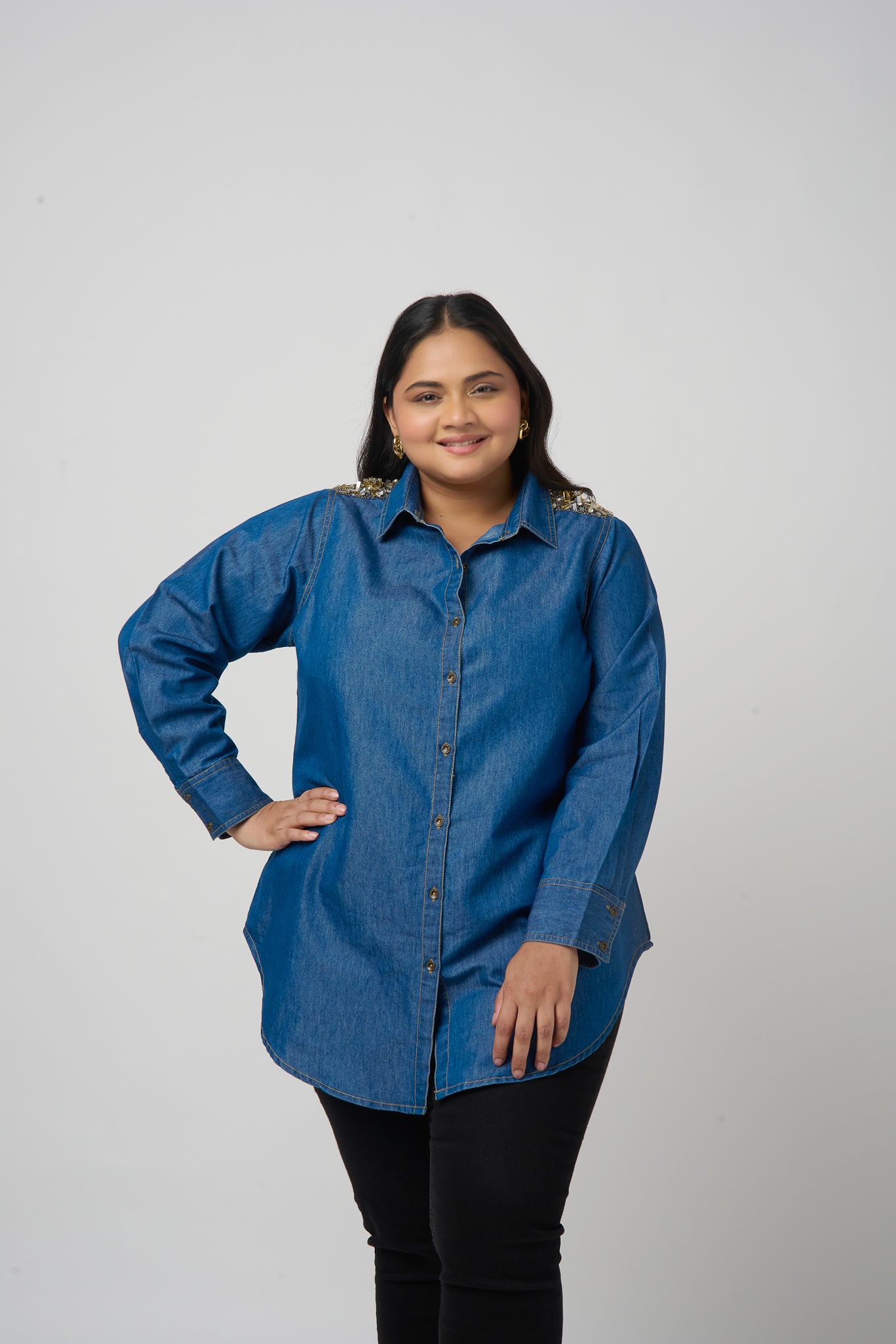 Denim Embroidered Shirt