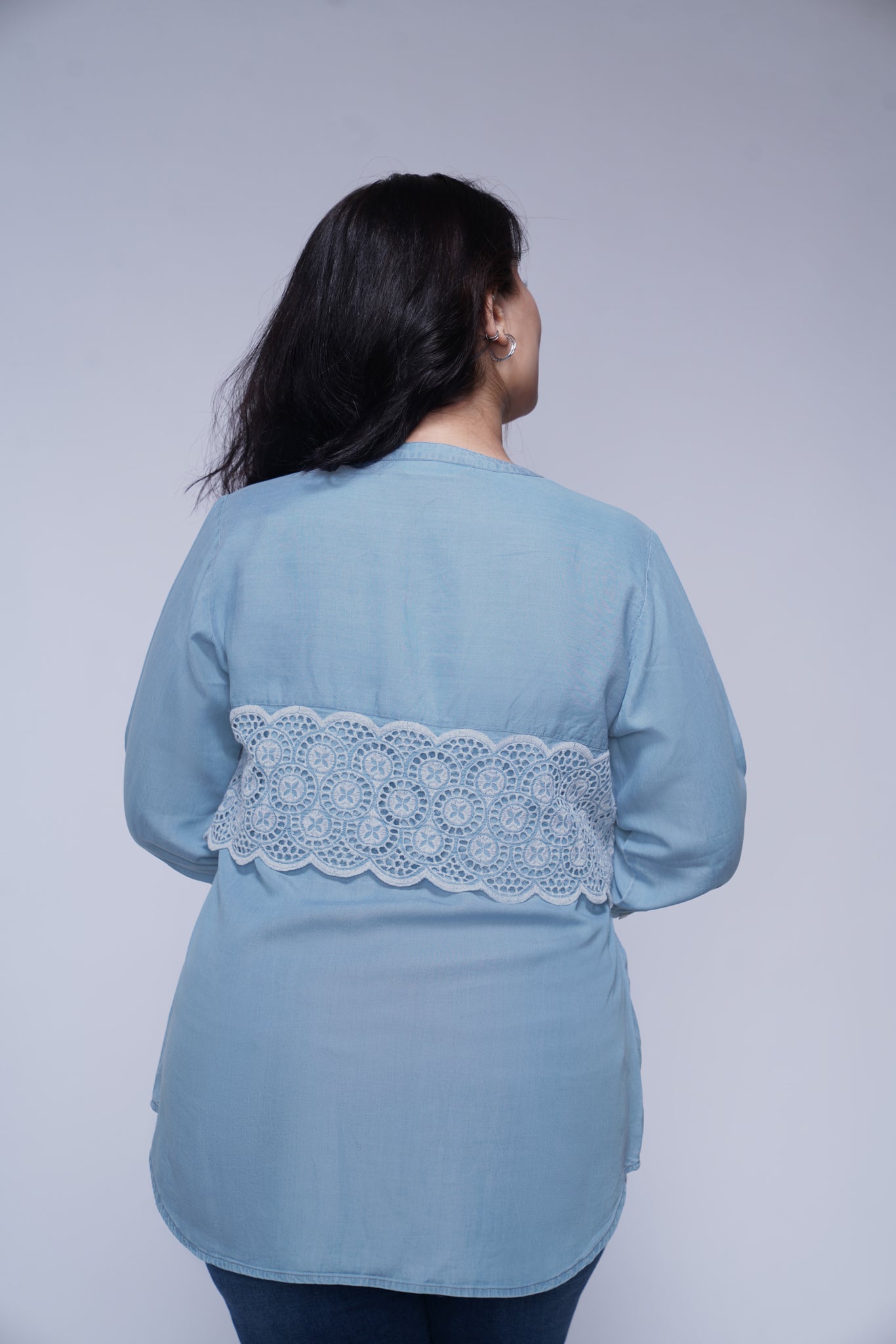 Denim Schiffli Top