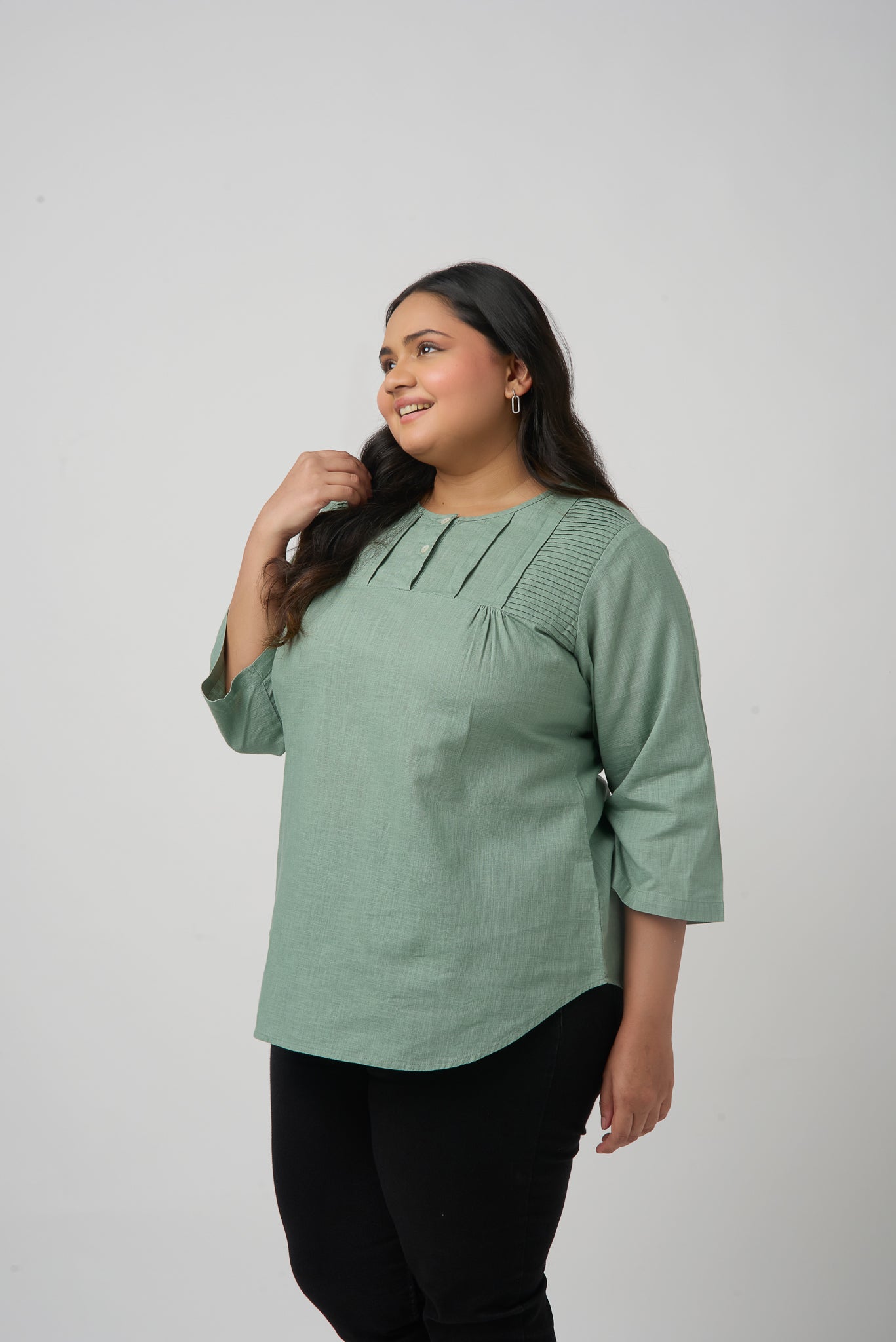 Linen Pleated Top