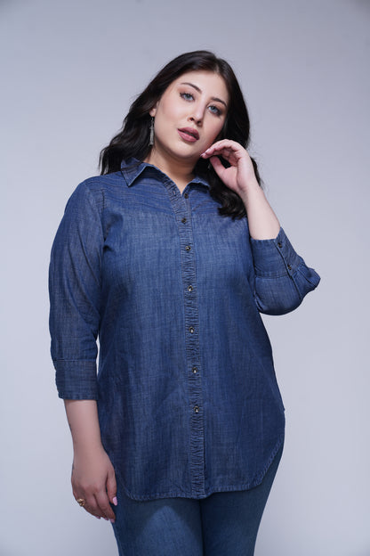 Denim pintucks shirt