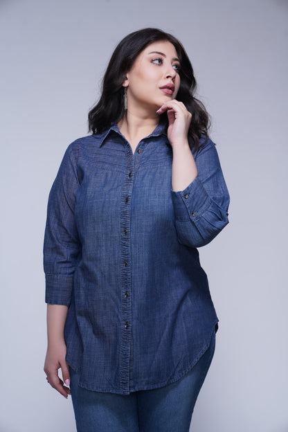 Denim pintucks shirt