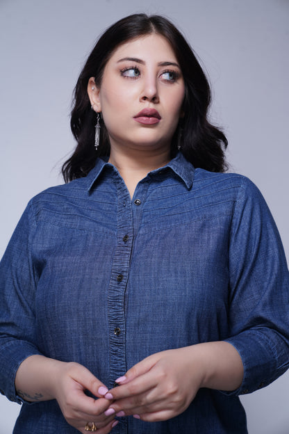 Denim pintucks shirt